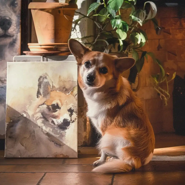 Custom Watercolor Pet Portrait Canvas Art