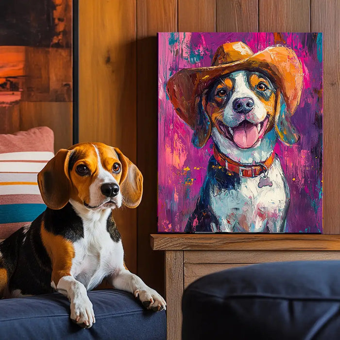 Personalized Cowboy Pet Portrait Wall Art