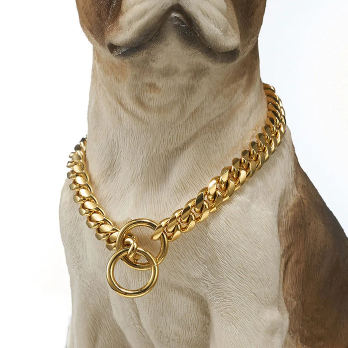 Heavy Duty Black Gold Dog Chain Collar