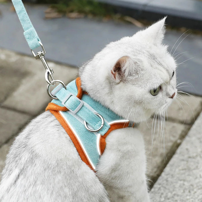 Adjustable Anti-Breakaway Cat Harness Set